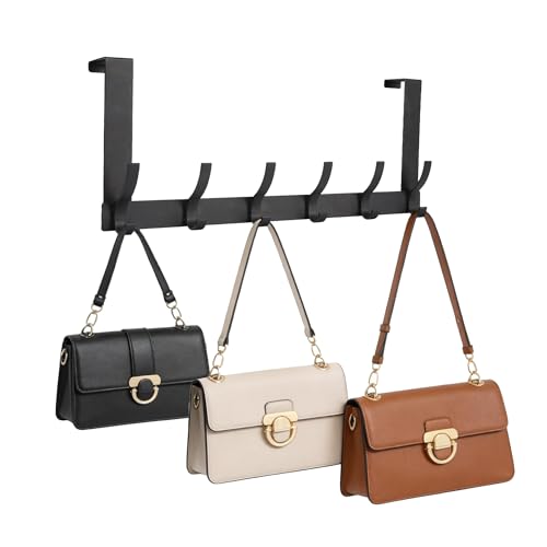 HBPHBP Over The Door Purse Organizer Purse Rack with 12 Hooks Design ,Hanging Handbag Organizer Storage Holds up to 12 Bags,Bag Rack Can Use for Door, Closet