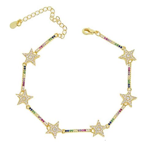 ATJMLADYJEWELRY Christmas Micro Pave Cz Star Charm Bracelet Geometric fashion Women Jewelry Bracelets 16+5cm Cover