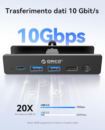 Docking Station Clip, Hub USB-C 8-in-1 con HDMI 4K@60Hz, PD 100W, Ethernet Gigabit, 4xUSB, AUX, 10Gbps Hub USB Dock per Laptop, MacBook, PC (Adattatore non incluso) - Hub USB - Immagine 3