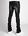 Men Rhinestone Skinny Ripped Jeans Y2k Stretch Slim Fit Stacked Jeans Grunge Denim Pants Black