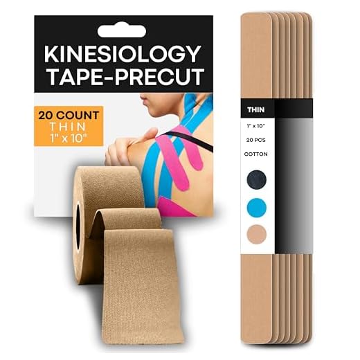 Precut Kinesiology Tape Strips, 1" x 10", for Injuries and Muscle Recovery | 20 Count (Nude, Thin Cut I (1x10") - 20 pcs)