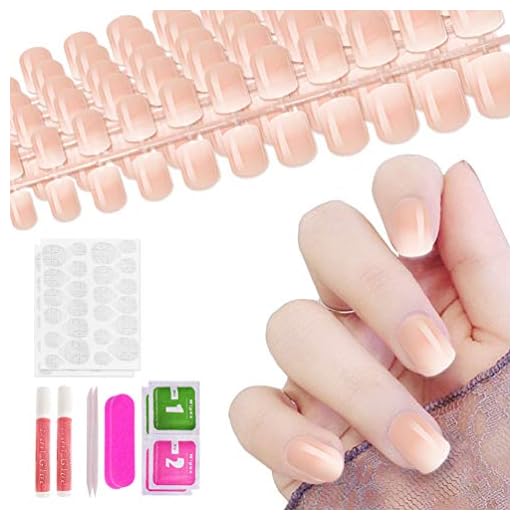 Allstarry 120pcs Ombre French Fake Nail Gradient Nude Short Press on Nails Full Cover Acrylic Nail Tips for Nail Art DIY Decoration