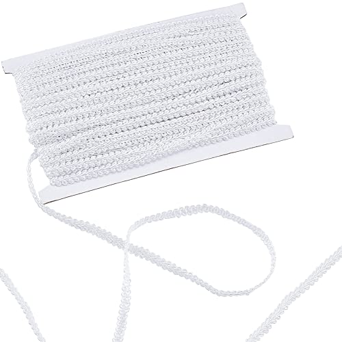 PandaHall 27 Yards White Braid Trim, 1/4 inch Lace Ribbon Shiny Soft Polyester Centipede Braid...