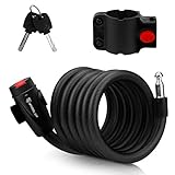 Candado de Bicicleta, Cerradura para Bicicletas con 2 Llaves, Candado Bicicleta Alta Seguridad, Candado Cable Acero Candado Bici Combinacion 180cm X15mm, para Bicicleta/Bicicleta de Montaña, etc.
