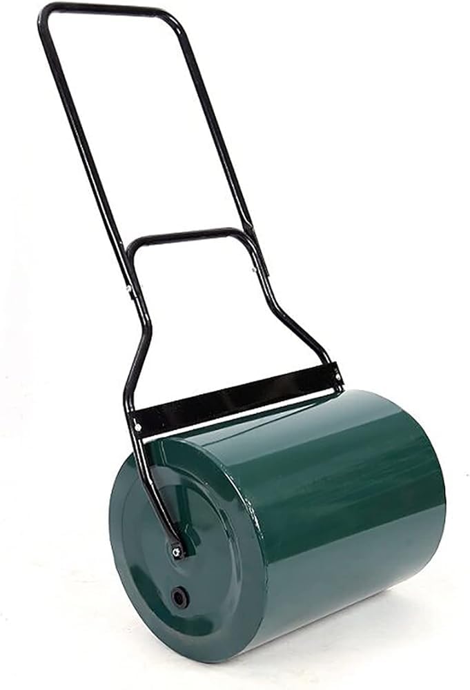 Rodillo de césped de acero resistente para empuje/remolcar, rodillo de césped duradero, relleno de arena para patio, jardín, barra rascadora, remolque detrás de la mano