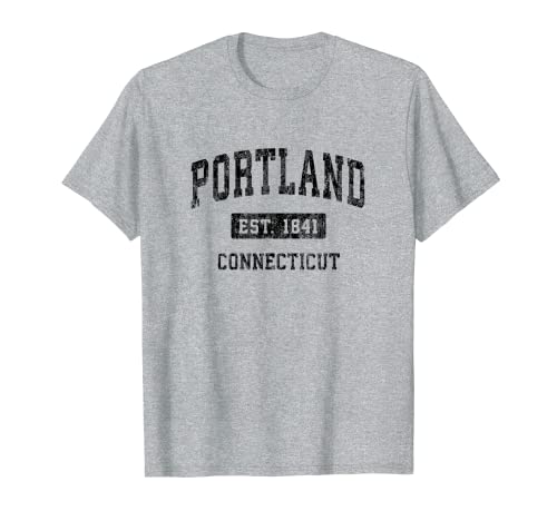 Portland Connecticut CT Vintage Diseño Deportivo Negro Diseño Camiseta