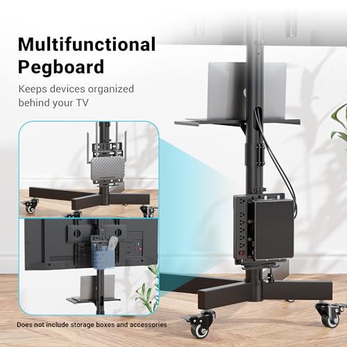 BONTEC Mobile TV Stand with Pegboard Storage for 32–65 Inch TVs by BONTEC - Image 2