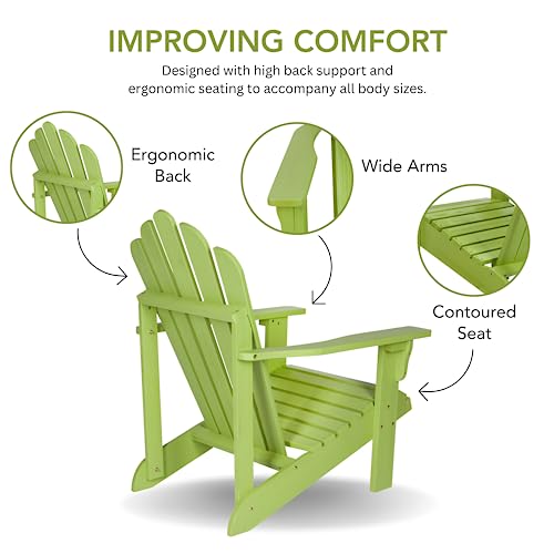 Shine Company 4621Lg Westport Wooden Adirondack Chair | Back Pre-Assembled | Outdoor Patio Firepit Chairs – Lime Green #TOP2