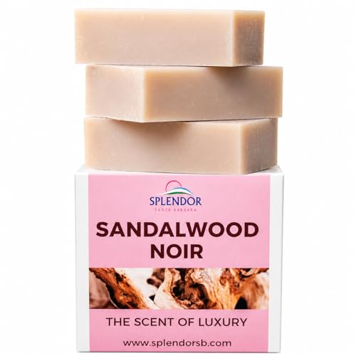Splendor Santa Barbara Sandalwood Noir Bar Soap- Natural Bar Soap for Face and Body, Unisex Scent, Handmade, Vegan, Natural, Cold Process Soap.