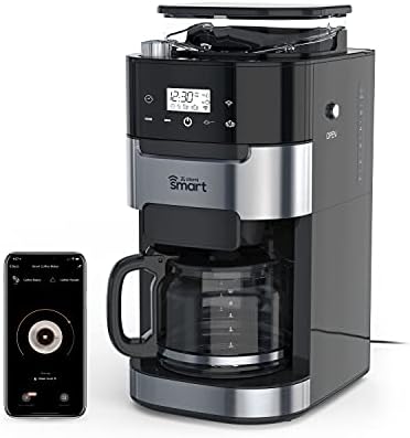 Amazon.com: Atomi Smart Cafetera con molinillo de rebabas, WiFi, activada  por voz, 8 ajustes de molienda, jarra de vidrio de 12 tazas, filtro  reutilizable y lavable, compatible con Alexa y Google Assistant :