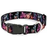 Correas a juego disponibles. DC Comics - Collar para mascotas, collar de perro, hebilla de plástico, Batman Batgirl y Joker, cubierta de cómic de Batgirl y Joker, color negro, 9.5 a 13 pulgadas, 1.0 pulgadas de ancho