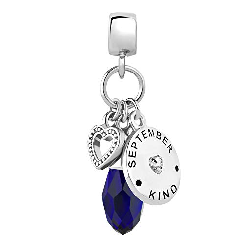 Image of Korliya Heart Love Birthday Simulated Water Drop September Birthstone for Snake Chain Bracelets