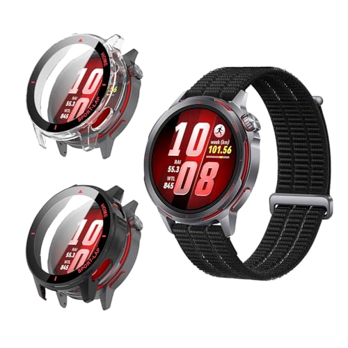�P�[�X [2���Z�b�g]For HUAWEI WATCH GT Runner 2 �Ή� �P�[�X �yHNWEIWEI�z �t�B����+PC�t���[�� ��̌^ �K���X�t�B���� ��̌^ ���˒ጸ �w��ጸ ���{�� �S�ʕی� �ώw�� ������ �����ߗ� HUAWEI WAT