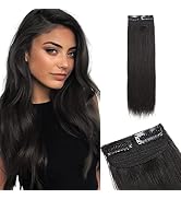 Benehair Clip in Hair Extensions Benehair Human Hair Pieces with 2 Invisible Clips for Women with...