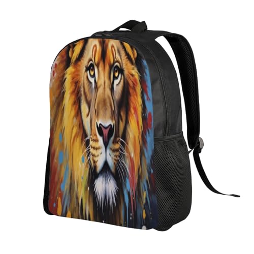 Durable Backpack Lion Face Colorful 16Inch Unisex Backpack Gym Casual Daypack for Women Men Gift2
