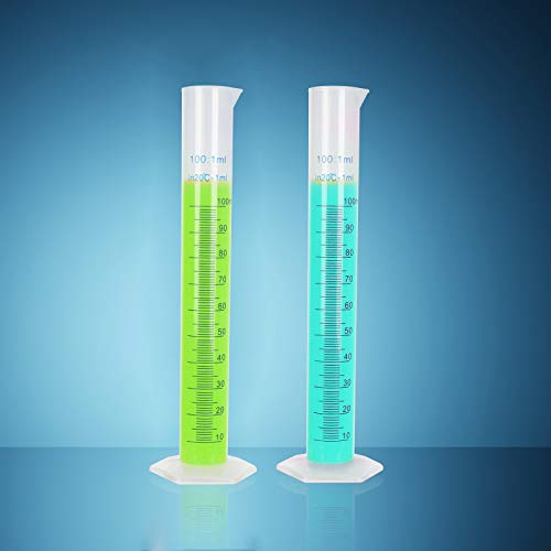 LANIAKEA Plastic Graduated Cylinder 100ml, 10 Pack Plastic Transparent Graduated Cylinder 2-Sided Measuring Lines Science Measuring Test Tube Flask for Lab Household