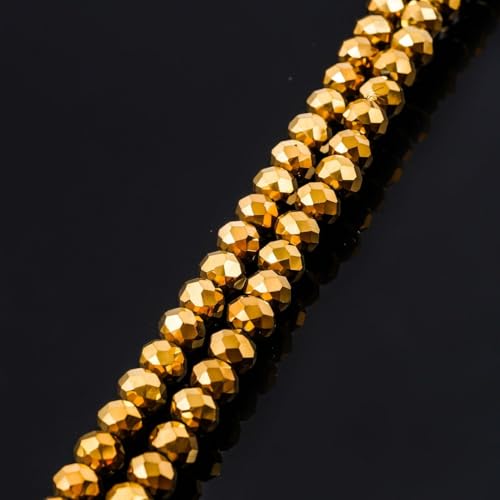 Image of 140pcs Czech Faceted Rondelle Crystal Glass Beads 8mm Bulk Gold Aurum