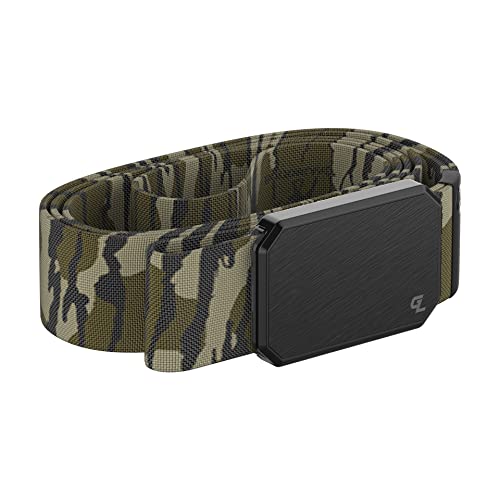 Groove Life Mossy Oak Groove Belt Black/Bottomland - Men's Stretch Nylon Belt With Magnetic Aluminum Buckle, Lifetime Coverage - Xx-Large (51-60") #TOP5