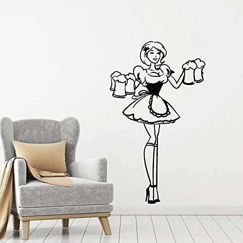 YINSHENG Anime Stickers Muraux Restaurant Bar Vinyle Stickers Muraux Serveuse et Bière Alcool Bar Pub Décoration Autocollants Murale Famille Chambre Art Mural Papier Peint 95x57cm Cover