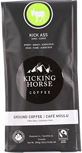 Kicking Horse Kick Ass Dark Roast Ground Coffee, 10 Ounce - 6 per case.
