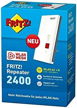 AVM 20002855 Sieciowy Wzmacniacz Sygnału Sieci Bezprzewodowej, 1733 Mbit/s (5GHz) + 600 Mbit/s (2,4 GHz), Wielokolorowy, 7.5 x 2.7 x 15.4 cm