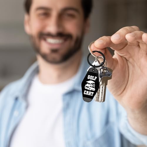 Image of Golf Cart Keychain for Women Men - Keys To The Golf Cart Accessories Retro Metal Keychains for Golf Lovers Players