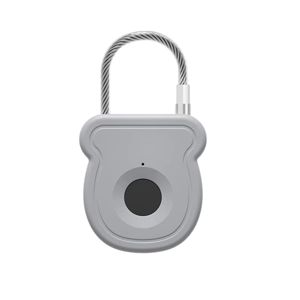 Jnchdghwa Gray Keyless Fingerprint Biometric Padlock With Usb Charging Function 20 Users Plastic Electric Lock Material Fingerprint Lock