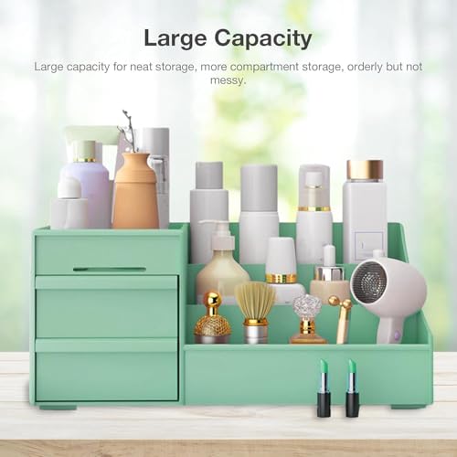 Image of TEKCOOL Plastic Storage Box Organizer for Makeup, Cosmetics, Jewelry, Skincare, Stationery - Multipurpose Storage Organizer for Home, Office, Dressing Table, Women & Girls (Green)