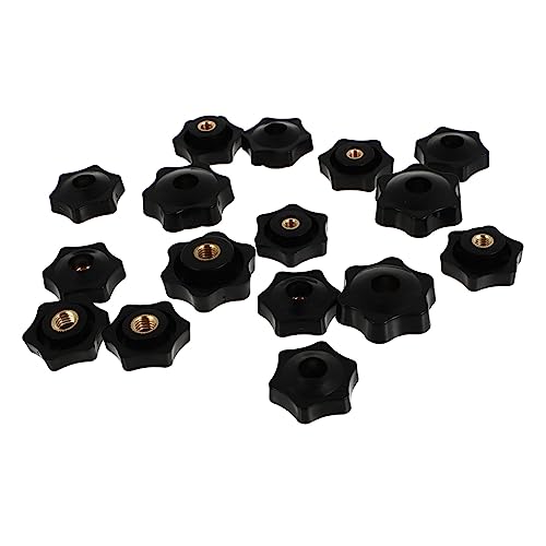 OSOLADY 16pcs Handle Female Thread Nut Star Grip Nut Knobs Knurled Clamping Knob Clamping Screw Knob Star Knob Screw Star Thread Knobs Accessory Knobs Supply Drawer Track Plastic Black