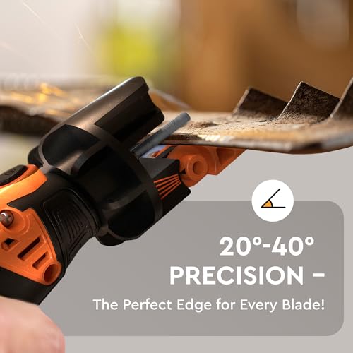 Sharp Pebble Cordless Lawn Mower Blade Sharpener – Adjustable 20°- 40° Angle Guide-Rotary Tool with Replaceable Sharpening Wheel Bits & Fast Rechargeable Battery – Effortless Precision for Lawn Care