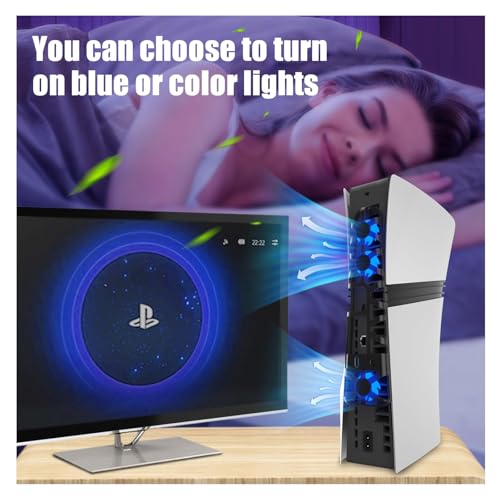 PS5 Pro Cooling Fan with USB Port, Triple High-Speed Fans for Efficient Heat Dissipation, Adjustable Speed Modes, Blue LED Lights, Quiet Operation for PlayStation 5 Pro Console by NANANINO - Image 8