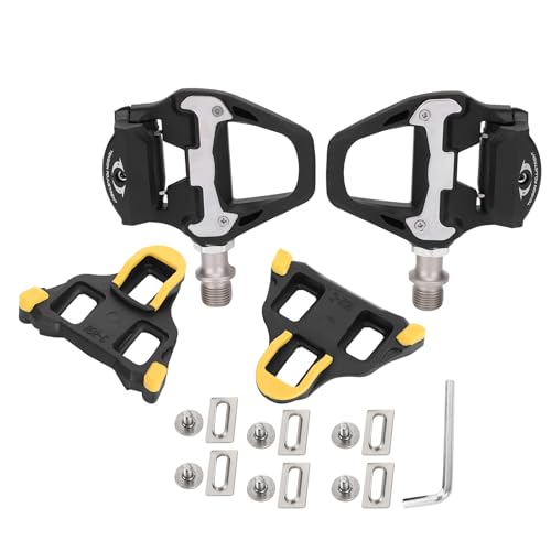 SL Cycling Road Bike Self Locking Pedals and Cleats for Easy Repair and Replacement, includes Aluminum Alloy Construction and Anti Skid Design for Rough