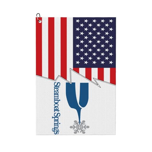 NAZIIQW Colorado & US Flag Golf Towel with Carabiner 24x16