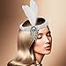 Tongcloud 12pcs 1920s Flapper Headband, Costume Flapper Headpiece for Women, Feather Headband for Gatsby Theme Party (White)