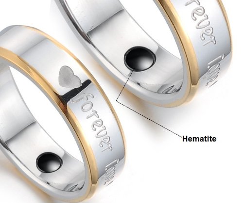 SunnyHouse Jewelry His & Hers Matching Set 6mm / 4mml Korean Style Titanium Magnetic Couple Wedding Band Set with Hematite(Available Sizes 5# to 10#) (Hers, 8.5)