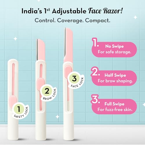 Image of Plush Swipe Reusable Face Razor for Woman | Pack of 2 | Adjustable Blade for Precision & Full Shave | Dual Lock Long Lasting Technology | For Eyebrows, Upper Lip, Forehead, Peach Fuzz, Chin & Sideburns| Travel-Friendly & Safe | Instant & Painless Hair Removal For Women