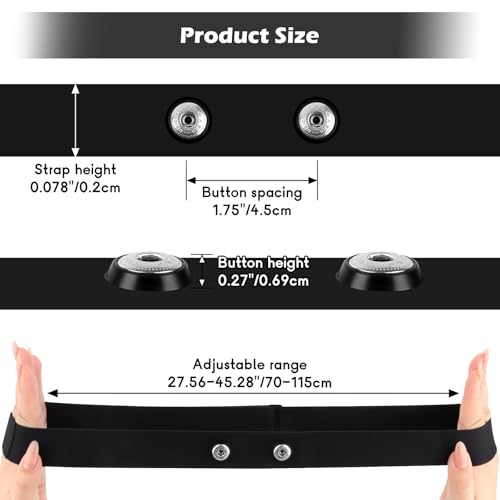 Verstellbarer Pulsgurt Elastisch 70cm bis 115cm, ELEPRUC Cardio-Gürtel, Pulsmesser Brustgurt, Herzfrequenz Brustgurt Kompatibel mit Garmin, Wahoo, Polar H10/H9, Coospo, Magene, Bryton, Livlov