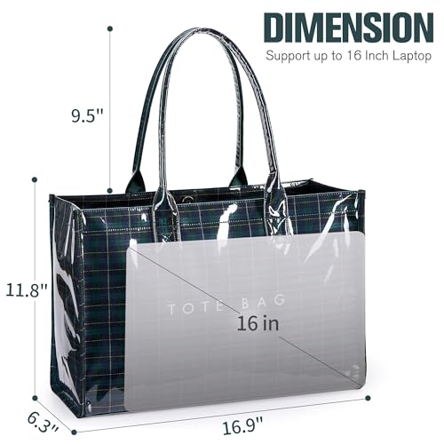 Image of KALIDI PVC Tote Bag Women's Kraft Paper Work Handbags Purses with Top Handle