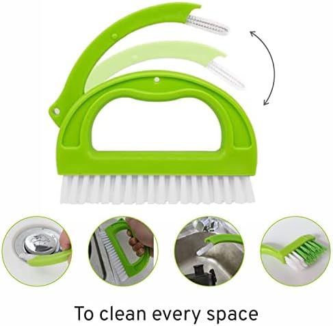 Trexin 4 in 1 Tile Grout Cleaner Brush, Dirt Scrubbing Tool Stiff Bristles Cleaning Joints Scrubber For Multifunction Use Perfect For Bathroom, Kitchen, Household & Tile Cleaning