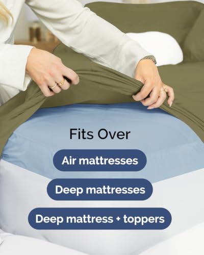 Image of CGK Linens 2 Pack Extra Deep Twin Fitted Sheets - Sage Green