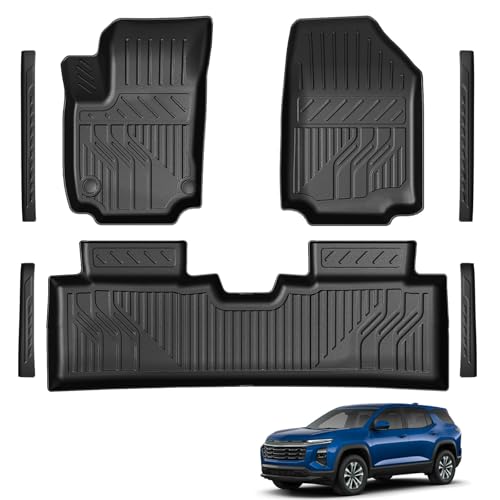 Floor Mats Custom Fit for 2025 2026 Chevrolet Chevy Equinox (Gas Model) & GMC Terrain 2025, TPE All Weather Protection Car mat Front & 2nd Row Automotive Liners & 4 Door Sill Guards Accessories