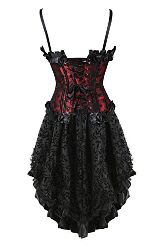 Grebrafan Padded Corsets with Polka DOTS with Fluffy Pleated Layered Tutu Skirt (US(10-12) XL, Red) - Thumbnail 3