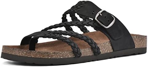 WHITE MOUNTAIN Women's Hayleigh Footbed Sandal, Black/Nubuck, 7 M