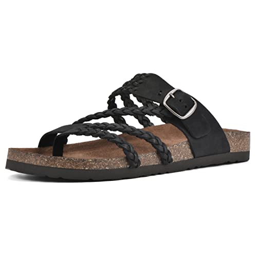 WHITE MOUNTAIN Women's Hayleigh Footbed Sandal, Black/Nubuck, 9 by WHITE MOUNTAIN - Used condition - CA$28.25
