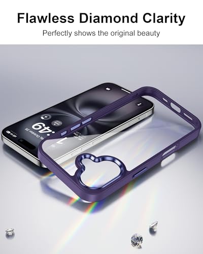 Image of HOOMIL Case for iPhone 16 6.1-Inch, Non-Yellowing, Drop Protection, Anti-Scratch Transparent Hard Back Phone Cover - Dark Purple