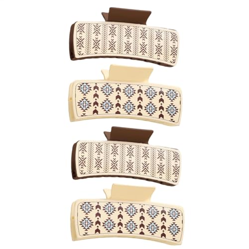 Western Hair Clips, 4X Non-Slip PU Leather Jaw Clips, Big Clips for Women, Strong Grip Hair Catch, Hair Accessories for Long Hai