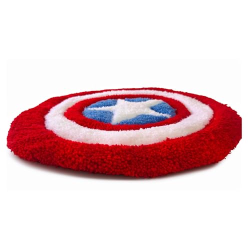 Image of Captain Shield Hand-Tufted Rug - Premium Soft Wall Decor & Floor Rug | Handmade | Vibrant Superhero Inspired Design | Kids Room, Office & Living Room Decor