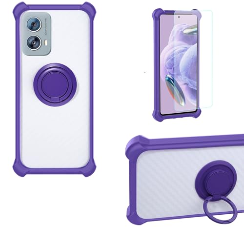 jioeuinly Case Compatible for Motorola Moto G 5G 2024 Phone Case Cover PC backplane + Silicone Soft Frame Cover [360 Metal Ring, Magnetic Car Mount] CSKB-ZI