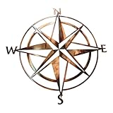 Nautical Compass Rose Metal Wall Art Decor Copper Bronzed Plated (36' x 36')