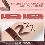 2 in 1 Ombre Dark Brown Lip Crayon, Matte Velvet Smooth Rich Creamy Gradient Lip Liner and Lipstick Combo, Multi-Use Long Lasting Plumping Lip Pencil, High Pigmented Lip Line Sketch Makeup#06 - Image 5